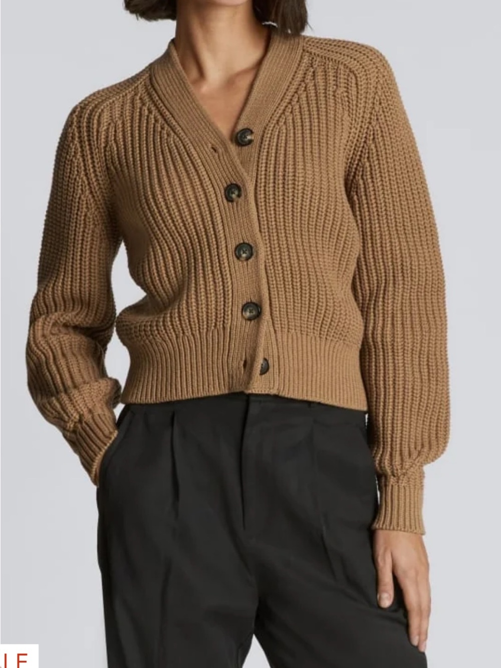 Everlane THE TEXTURE COTTON CARDIGAN in cappuccino (brown) - v-neck cardigan